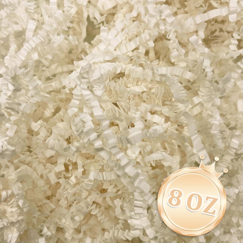 Zankubom 1/2LB Ivory Crinkle Cut Paper Shred Filler Great for Gift Wrapping, Beige Basket Fillers, Birthday, Gift Wrapping, Anniversary, Halloween Thanksgiving Christmas Party Decor Filling Supplies - Image 1